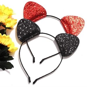 Glittery cat ear headbands 🖤❤️